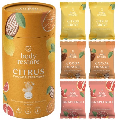 Body Restore Shower Steamers with 100% Natural Essential Oil Citrus 6ct - New