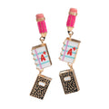 Enamel Pencil Notebook Link Dropdown Earrings