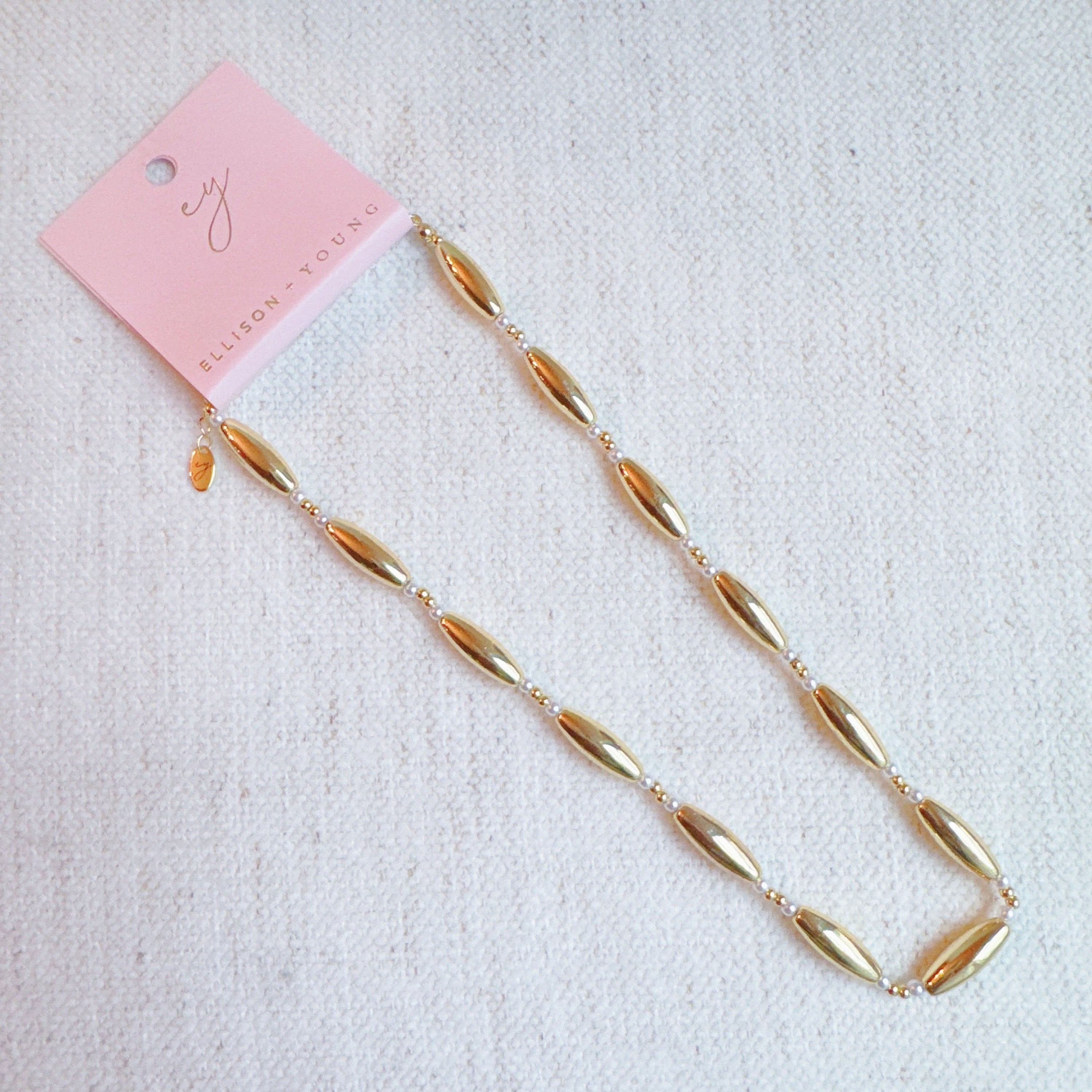 Golden Tube Bead Necklace