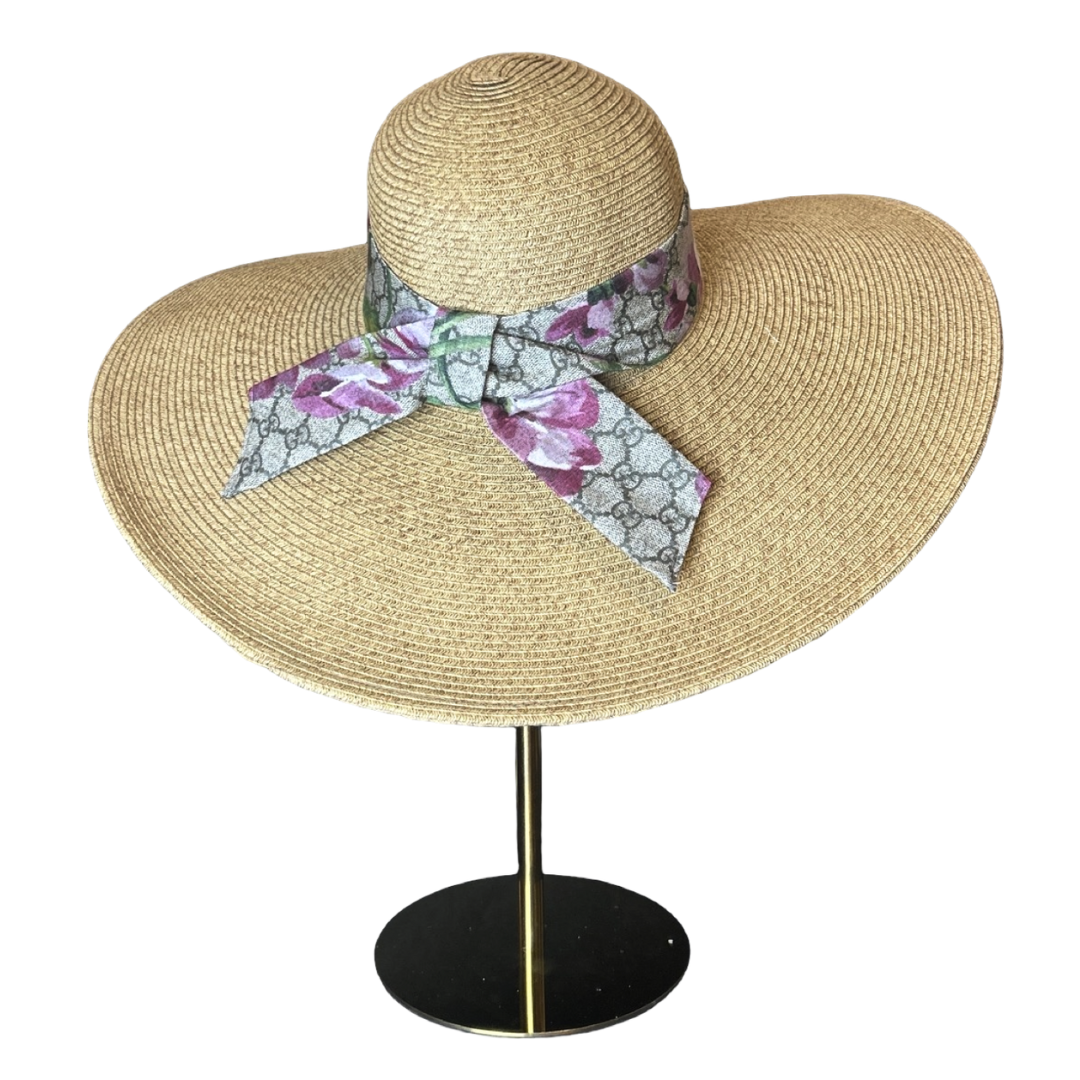 GG Logo Blooms Pink Perfect Straw Sun Hat