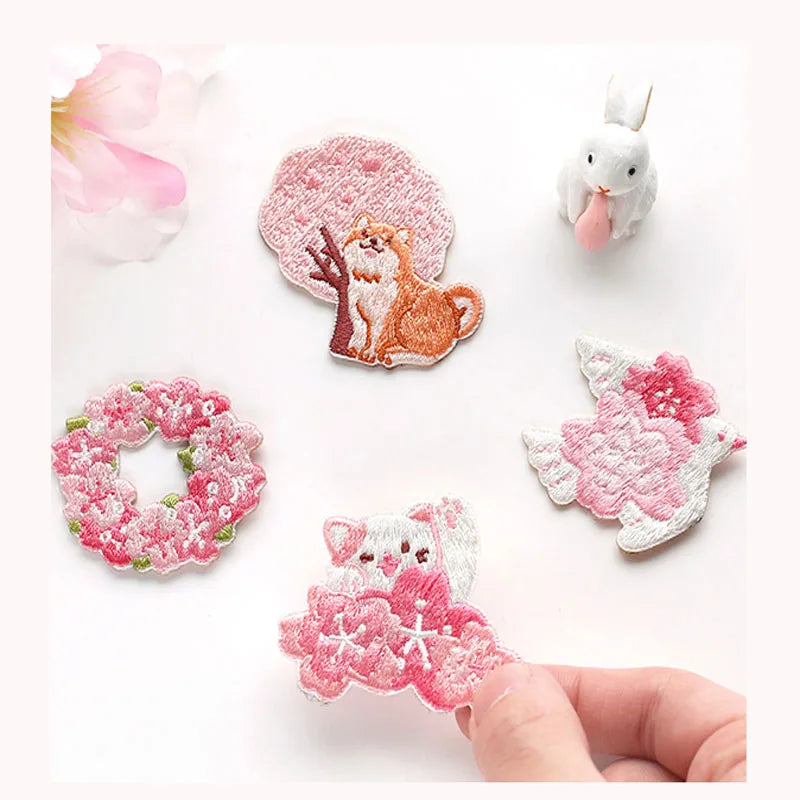Kawaii Cherry Blossom Iron On Embroidery Patches