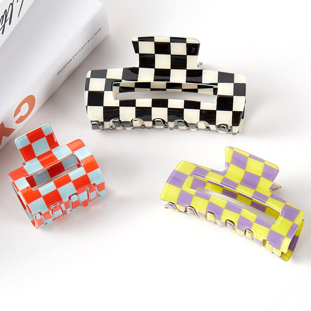 3PCS - Checkered Hair Claw Clip Set