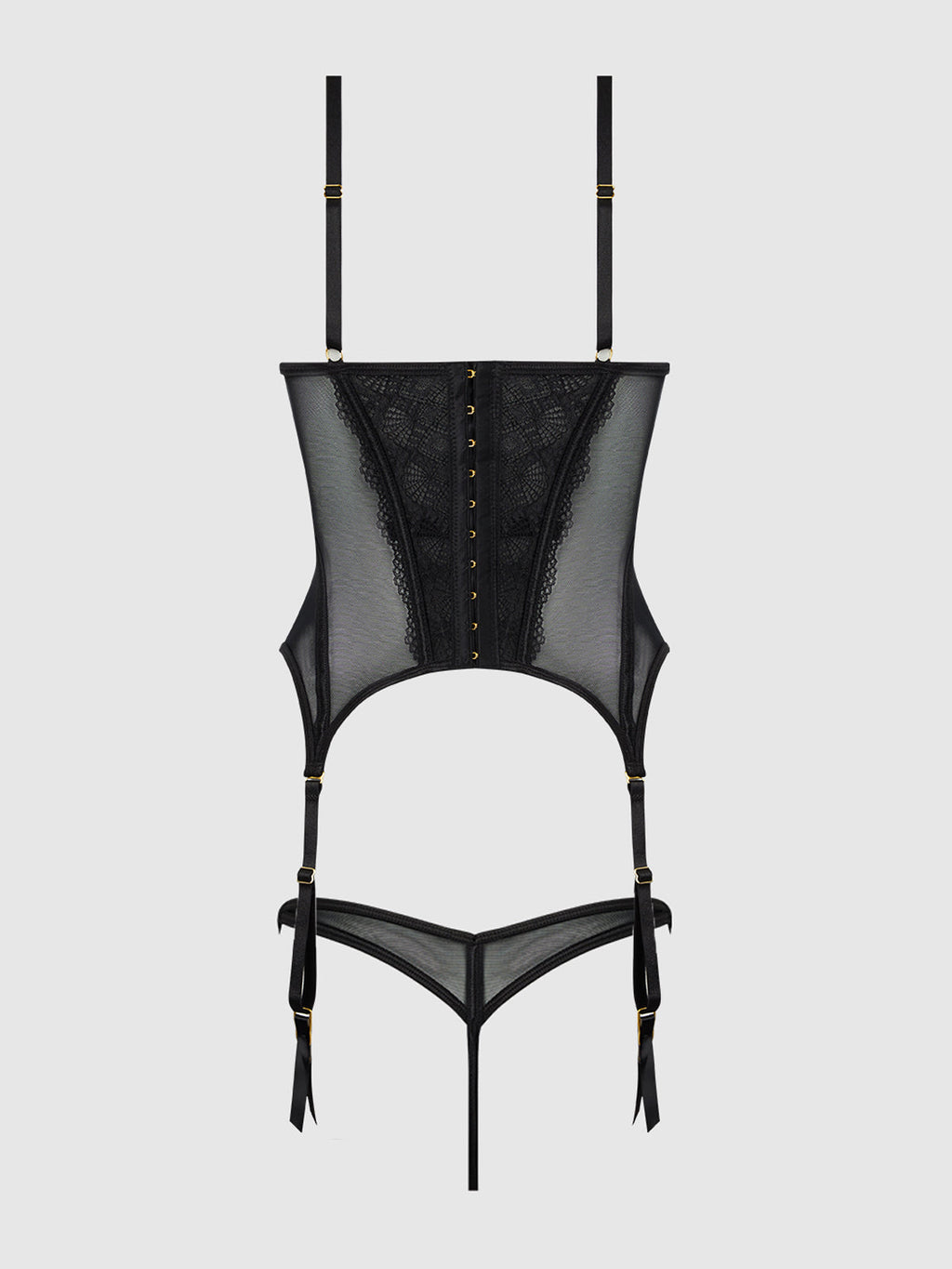 VIVIENNE LACE & MESH BUSTIER & G-STRING SET