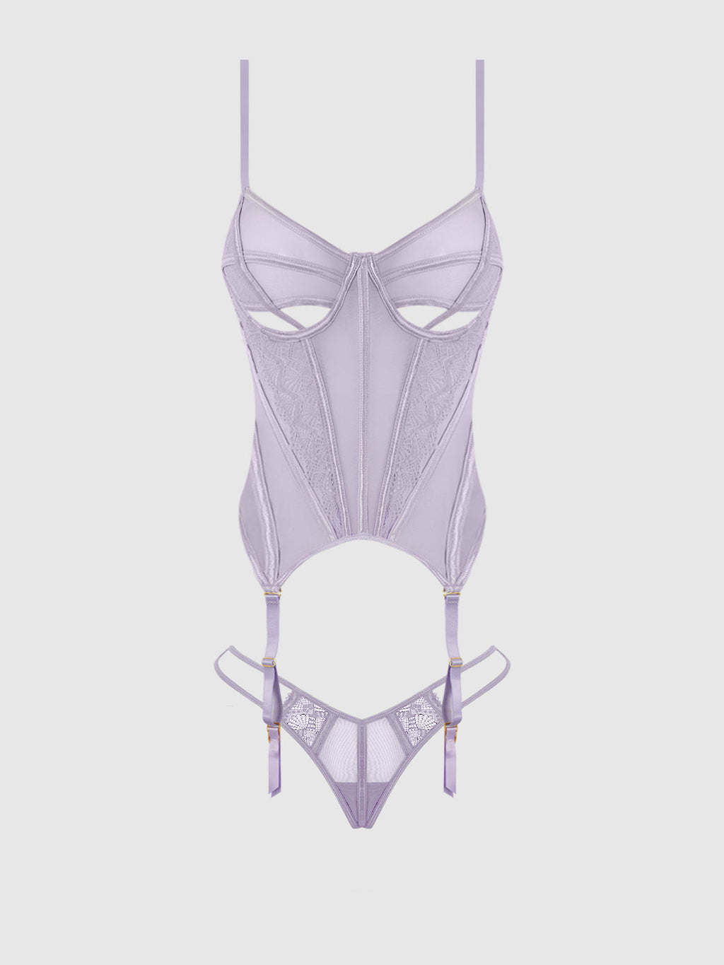 VIVIENNE LACE & MESH BUSTIER & G-STRING SET