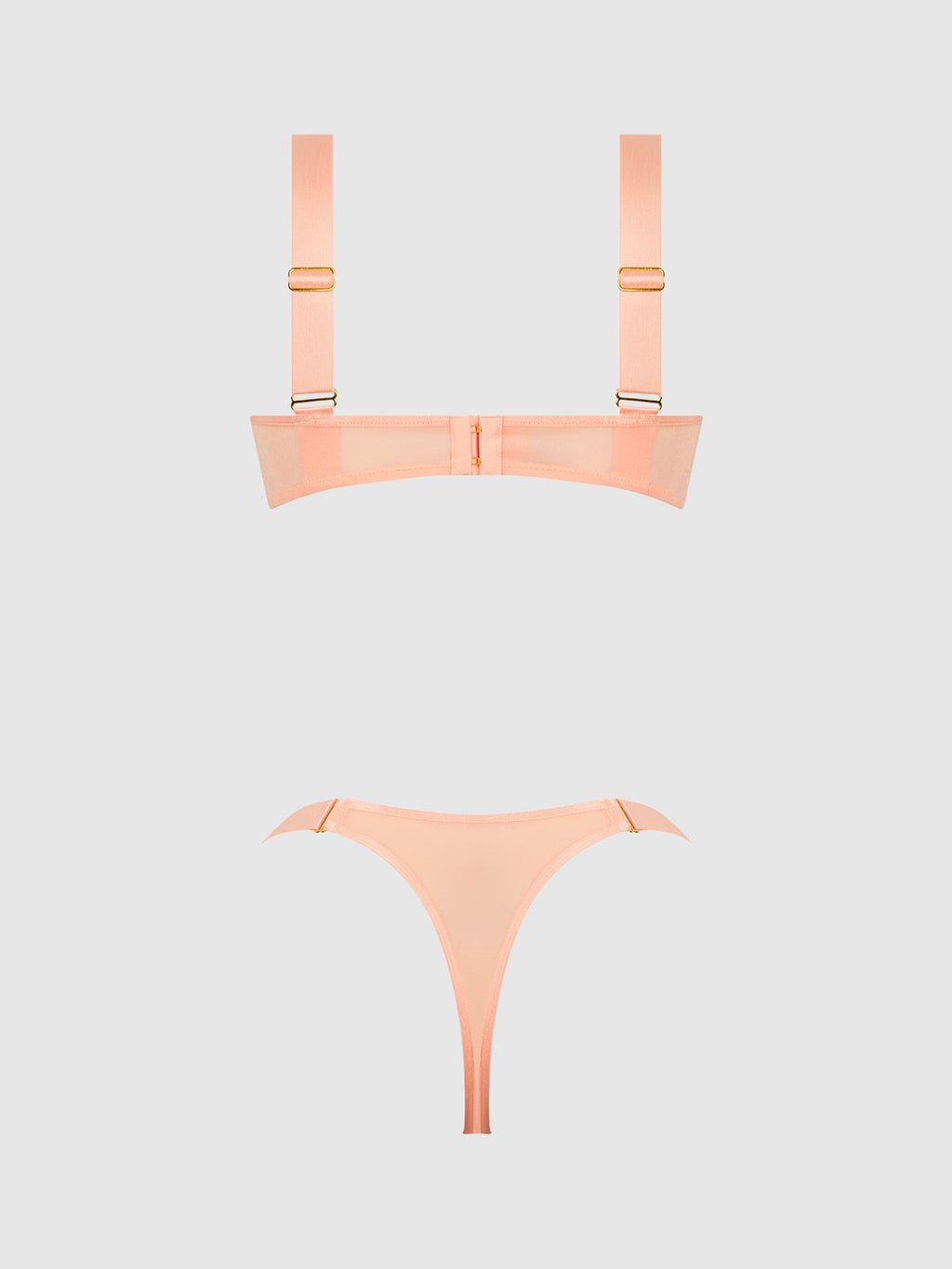 YVONE SHIMMER MESH OPENABLE CUP BRA & THONG SET
