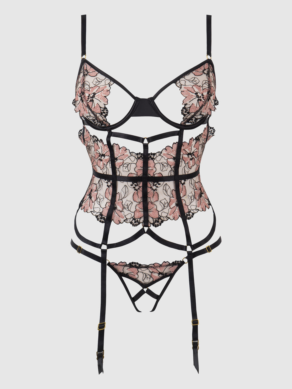 NOVA BLACKLIGHT LACE CORSET & CROTCHLESS G-STRING SET