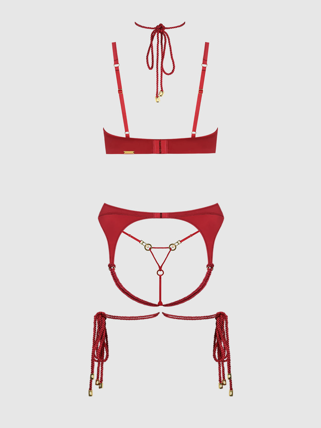 IRYNA SILKY MICRO & ROPE BRA, GARTER & THONG SET