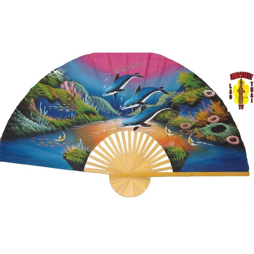 Hand Painted Fan 35"