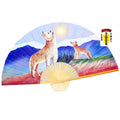 Hand Painted Decorative Wall Fan of Two Wolves