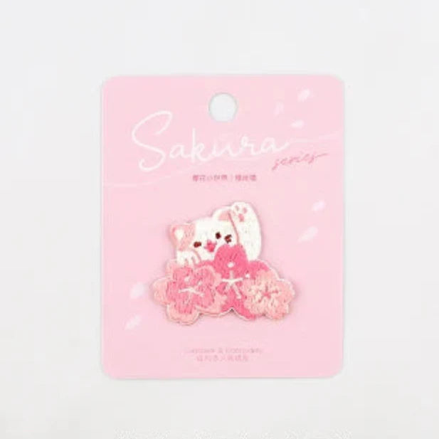 Kawaii Cherry Blossom Iron On Embroidery Patches