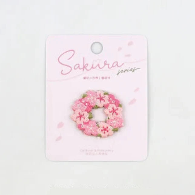 Kawaii Cherry Blossom Iron On Embroidery Patches