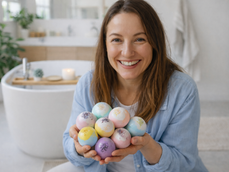 EvolutionUSA Inspire Bath Bombs for Women & Girls – 12 Flower Topped Bath Bombs Girls, Lush Womans Bathbomb Set, Organic Bath Fizzers, Luxury Gift Mothers Day, Birthday, Valentines, Easter or Self Care