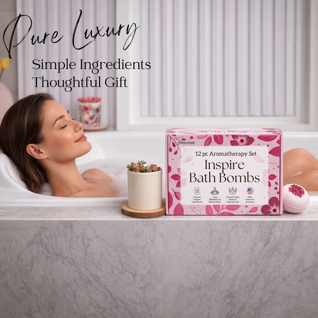 EvolutionUSA Inspire Bath Bombs for Women & Girls – 12 Flower Topped Bath Bombs Girls, Lush Womans Bathbomb Set, Organic Bath Fizzers, Luxury Gift Mothers Day, Birthday, Valentines, Easter or Self Care