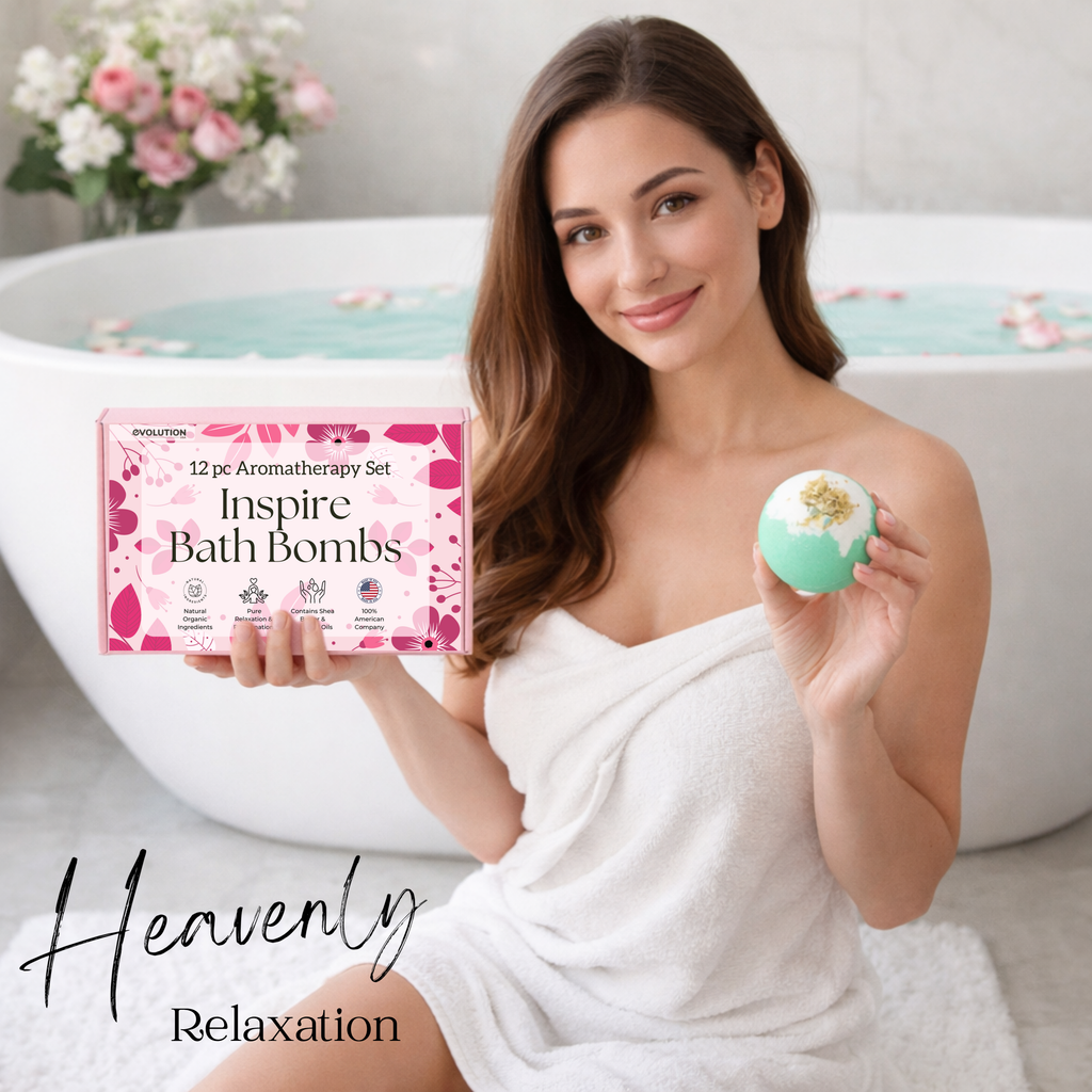 EvolutionUSA Inspire Bath Bombs for Women & Girls – 12 Flower Topped Bath Bombs Girls, Lush Womans Bathbomb Set, Organic Bath Fizzers, Luxury Gift Mothers Day, Birthday, Valentines, Easter or Self Care