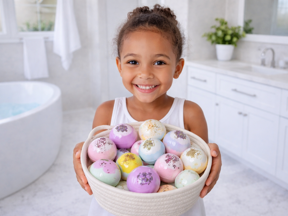 EvolutionUSA Inspire Bath Bombs for Women & Girls – 12 Flower Topped Bath Bombs Girls, Lush Womans Bathbomb Set, Organic Bath Fizzers, Luxury Gift Mothers Day, Birthday, Valentines, Easter or Self Care