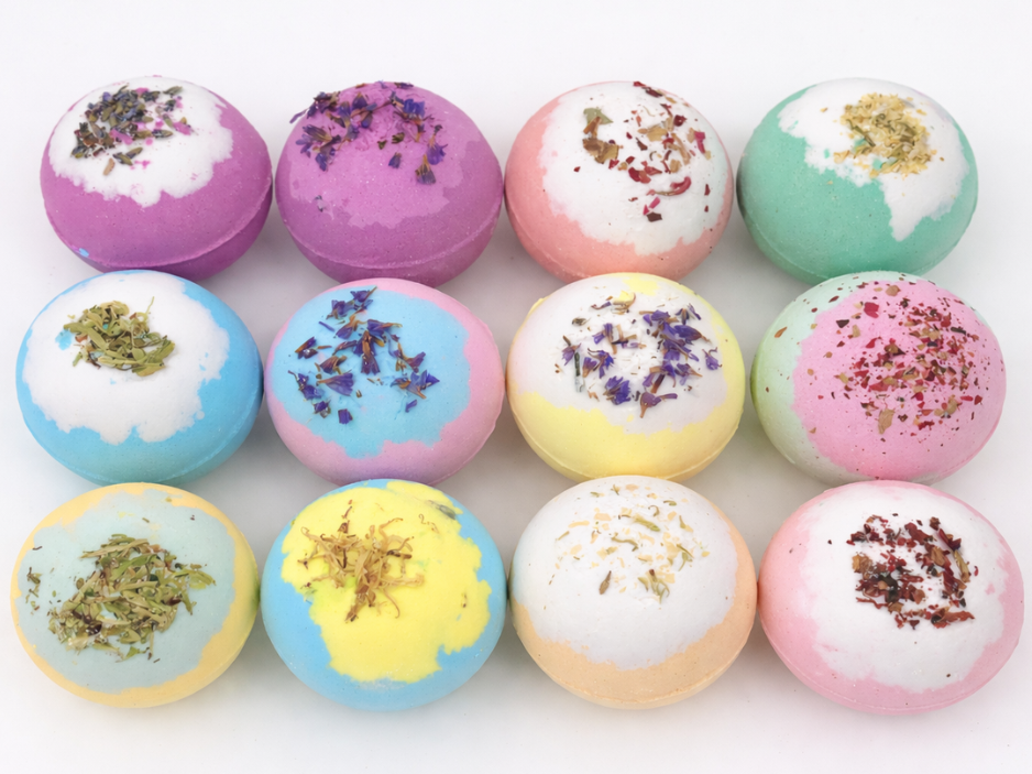 EvolutionUSA Inspire Bath Bombs for Women & Girls – 12 Flower Topped Bath Bombs Girls, Lush Womans Bathbomb Set, Organic Bath Fizzers, Luxury Gift Mothers Day, Birthday, Valentines, Easter or Self Care