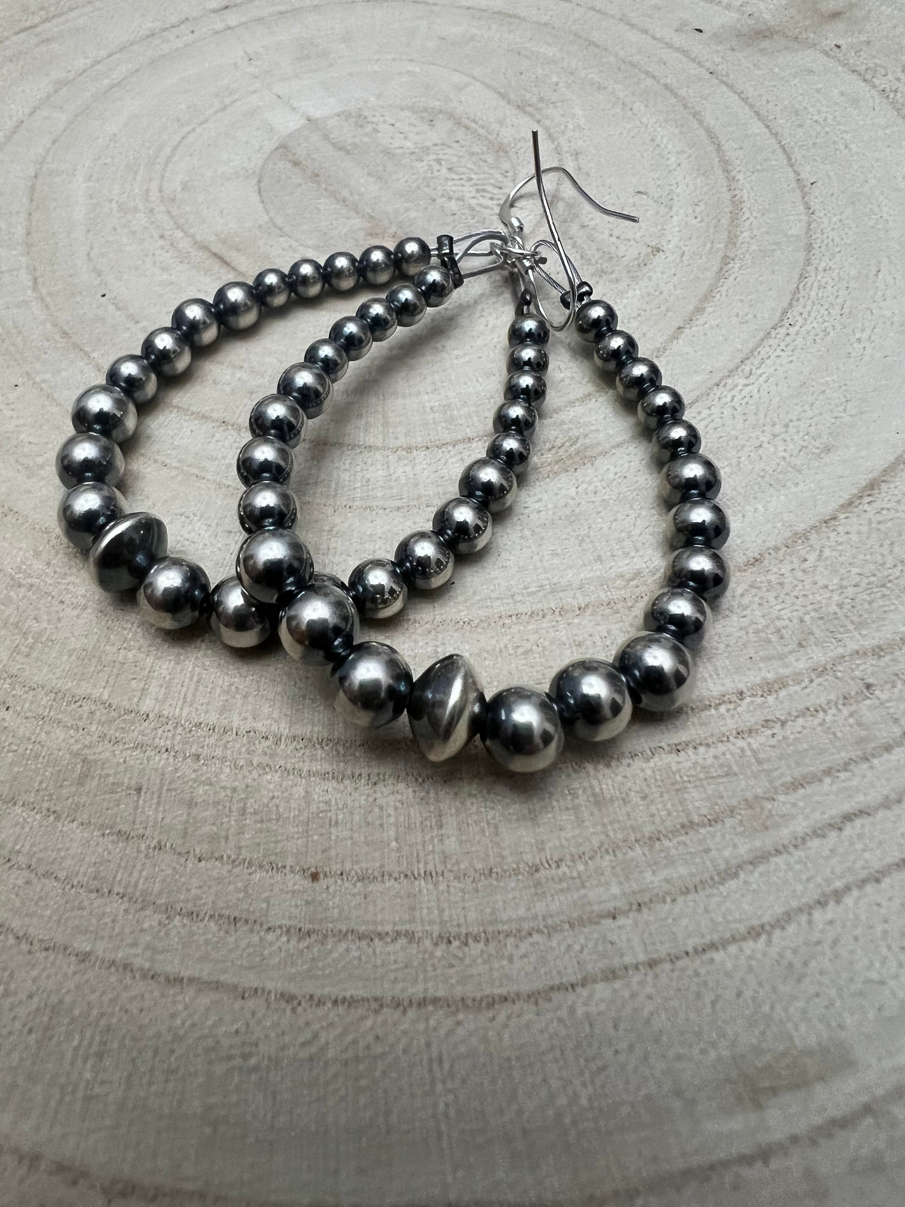 Sterling pearl graduated earrings - 2 1/2 inch drop - Very popular!