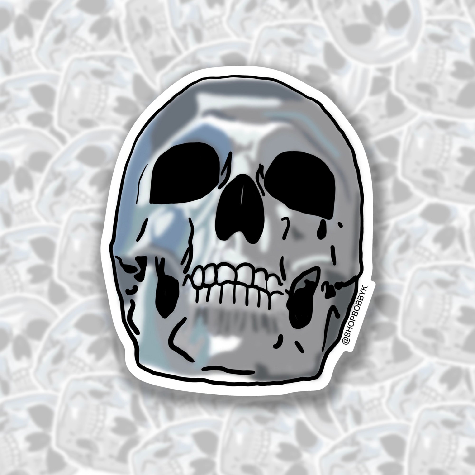 Chrome Skull Sticker