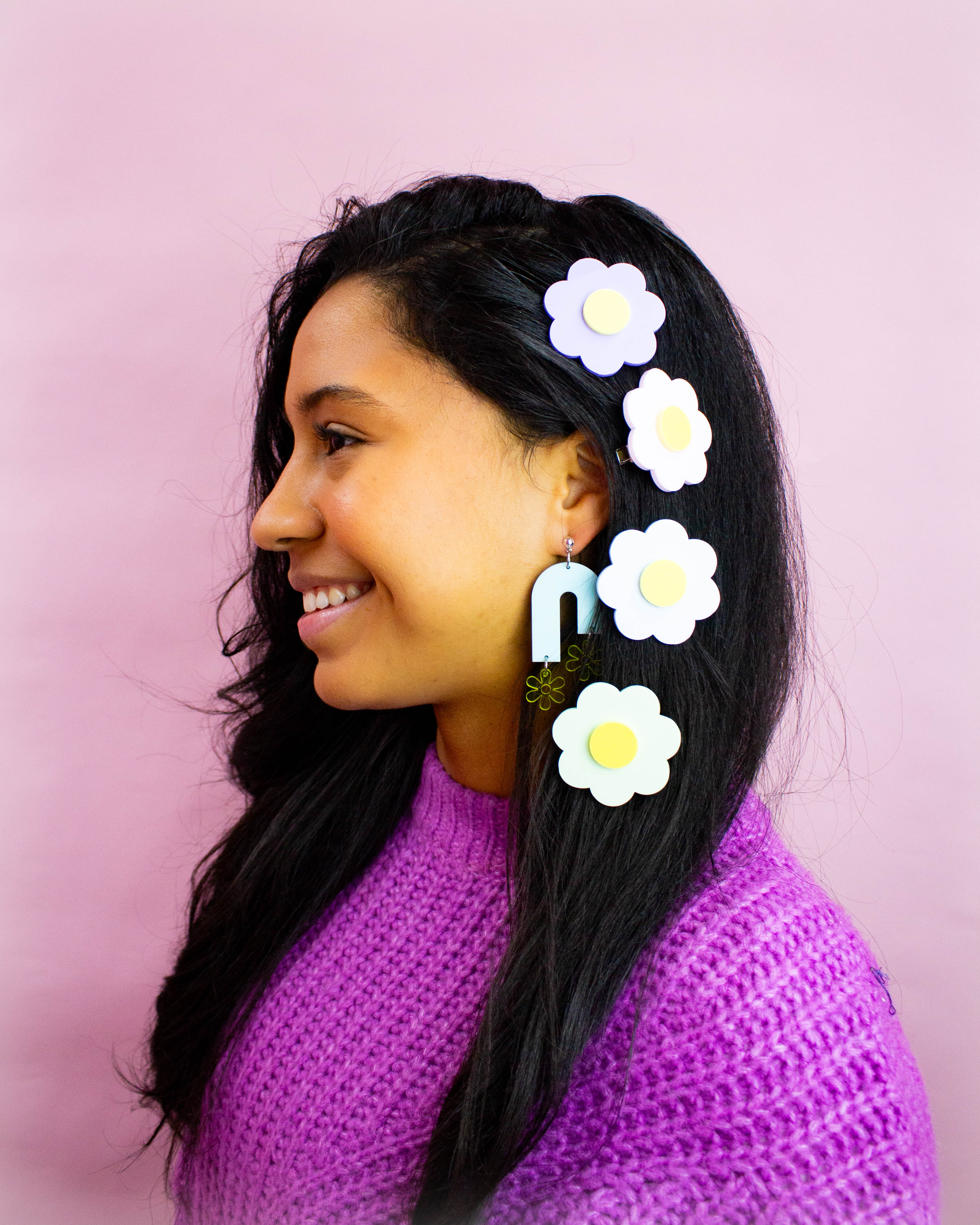 Sunshine Pastel Flower Hair Clips