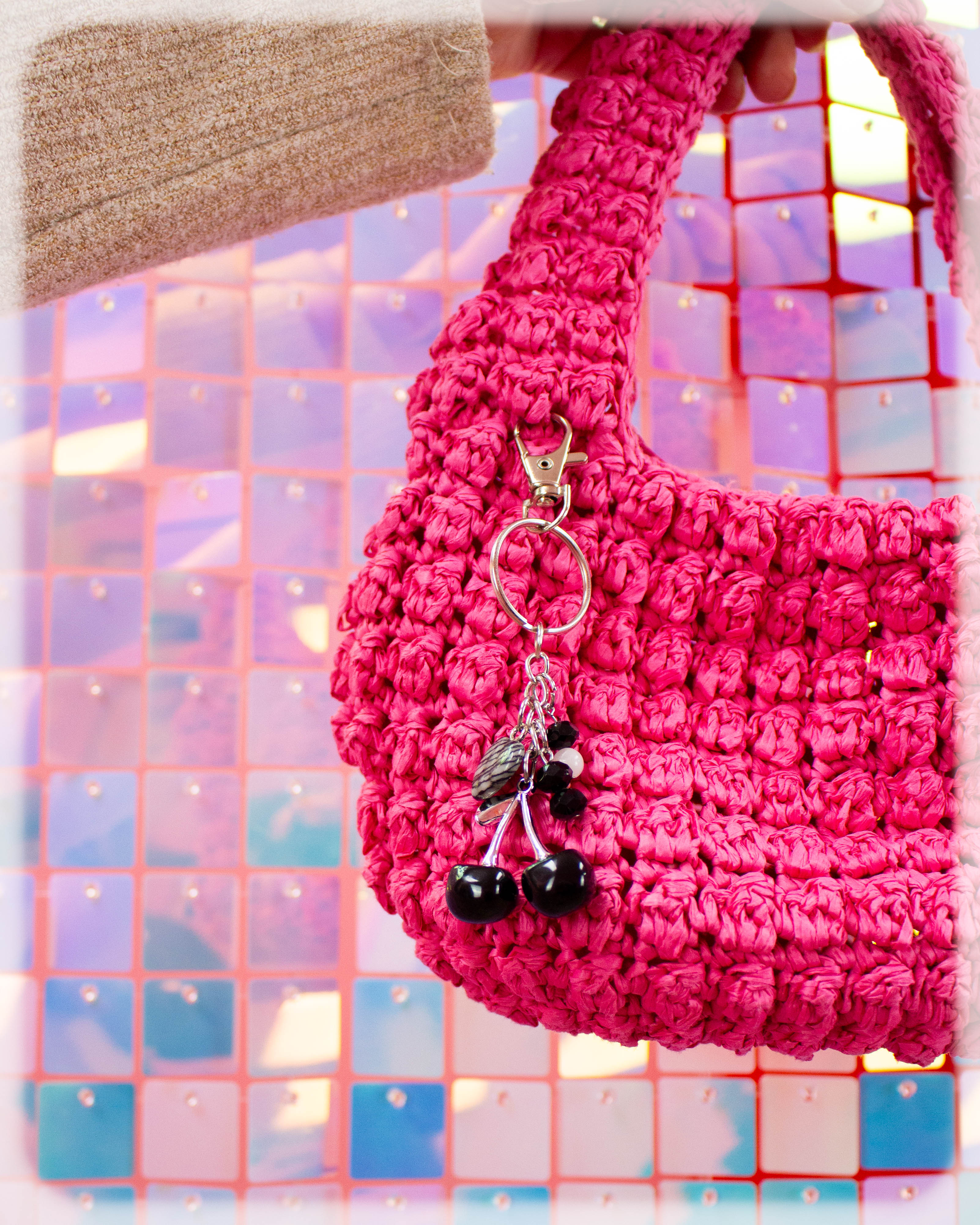 Black Cherry Beaded Bag Charm