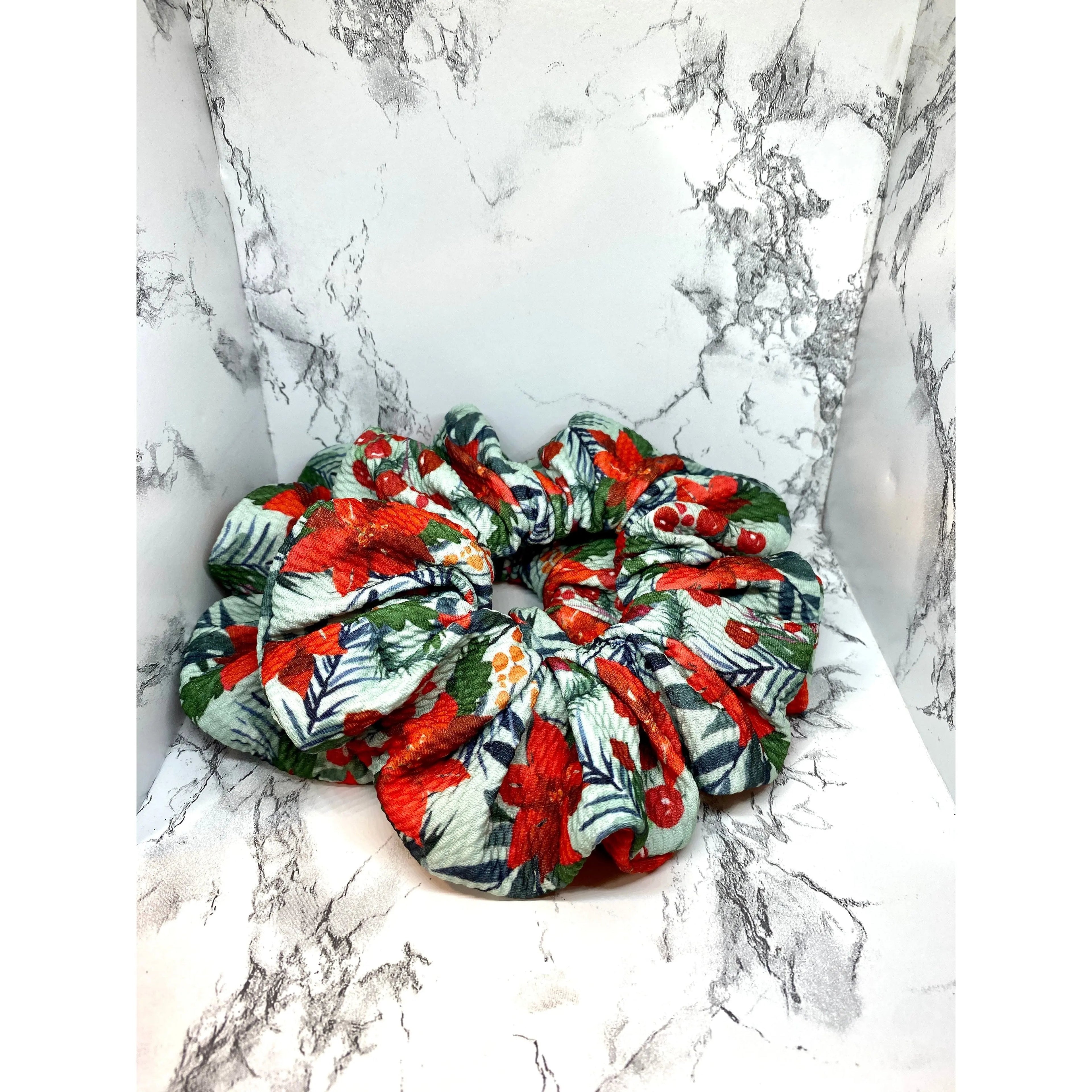 Poinsettia Winter Bullet Scrunchie