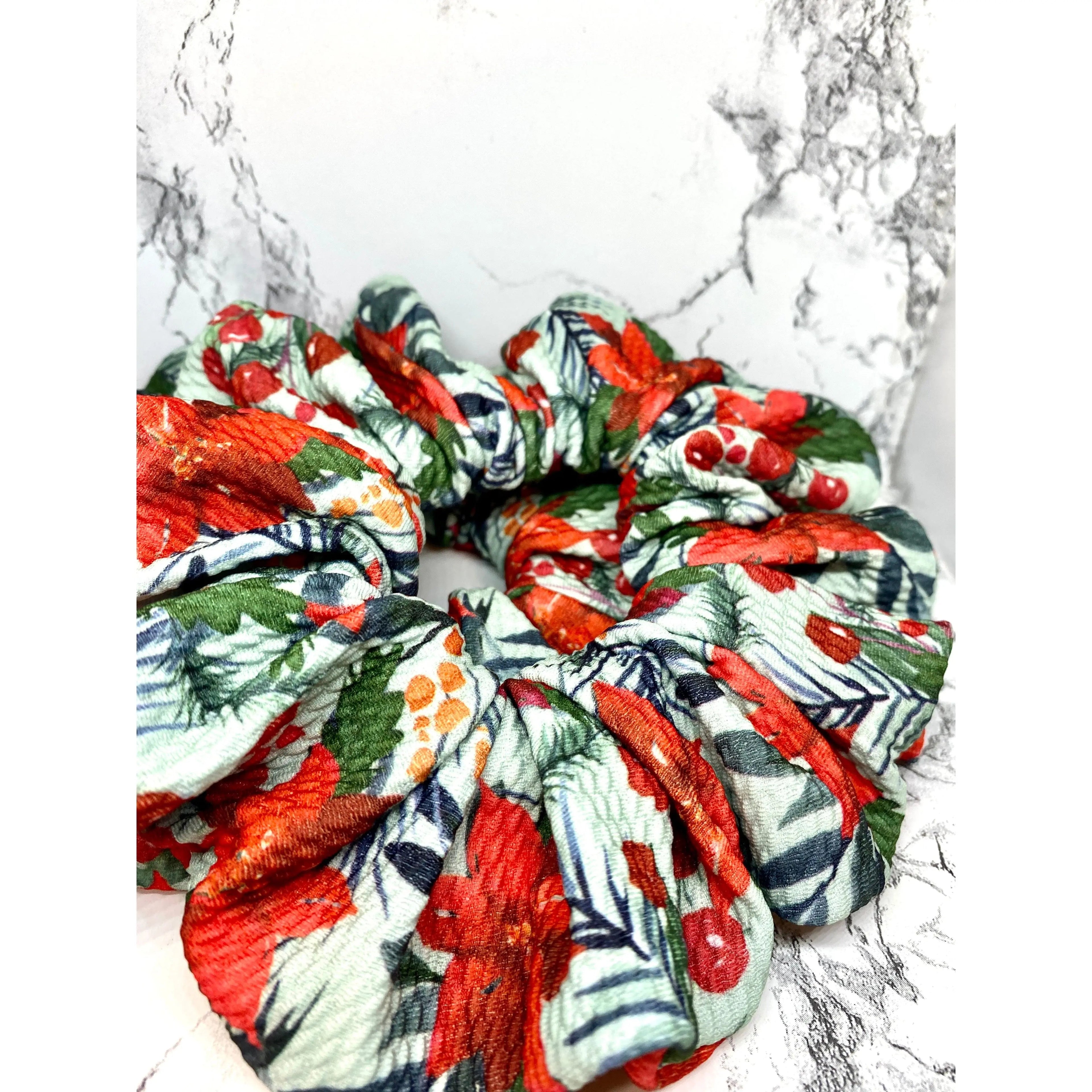 Poinsettia Winter Bullet Scrunchie