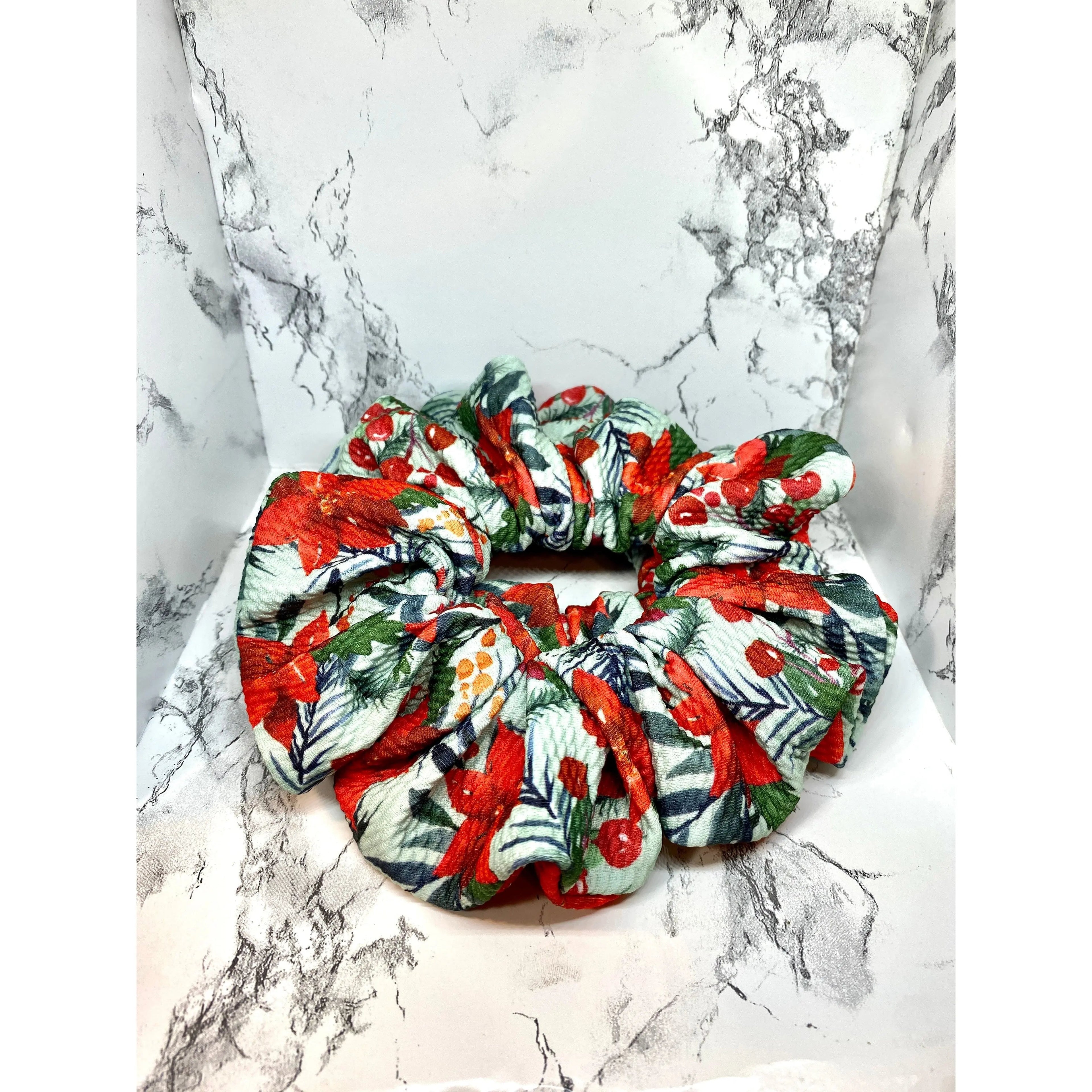 Poinsettia Winter Bullet Scrunchie