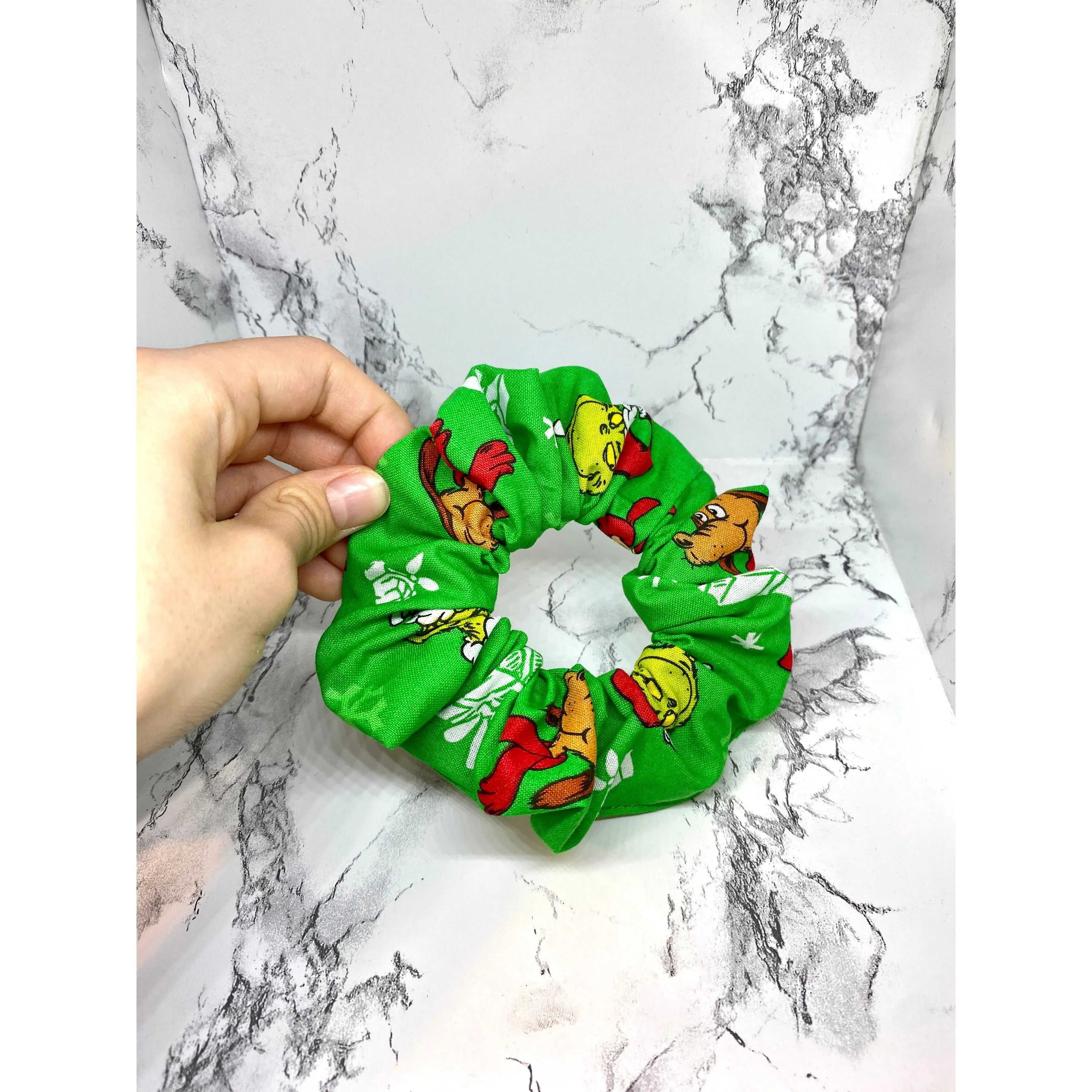 Mini Green Grinch and Max Christmas Scrunchie