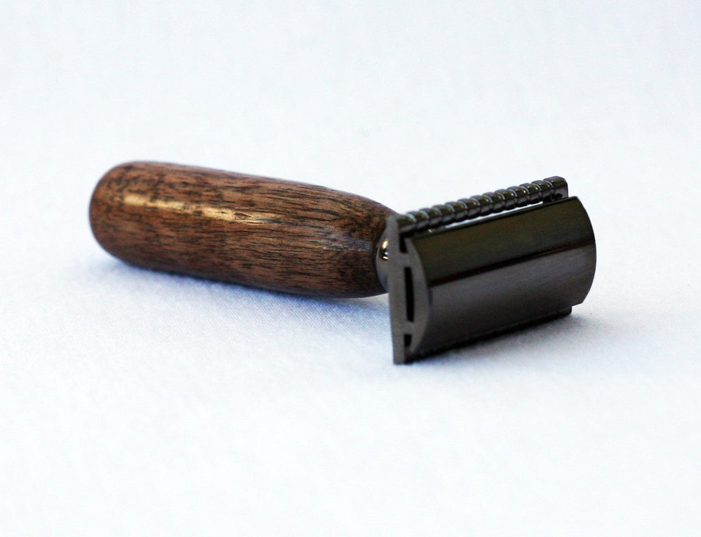 Walnut Wood Hand Crafted Shave Set with Gunmetal Safety Razor