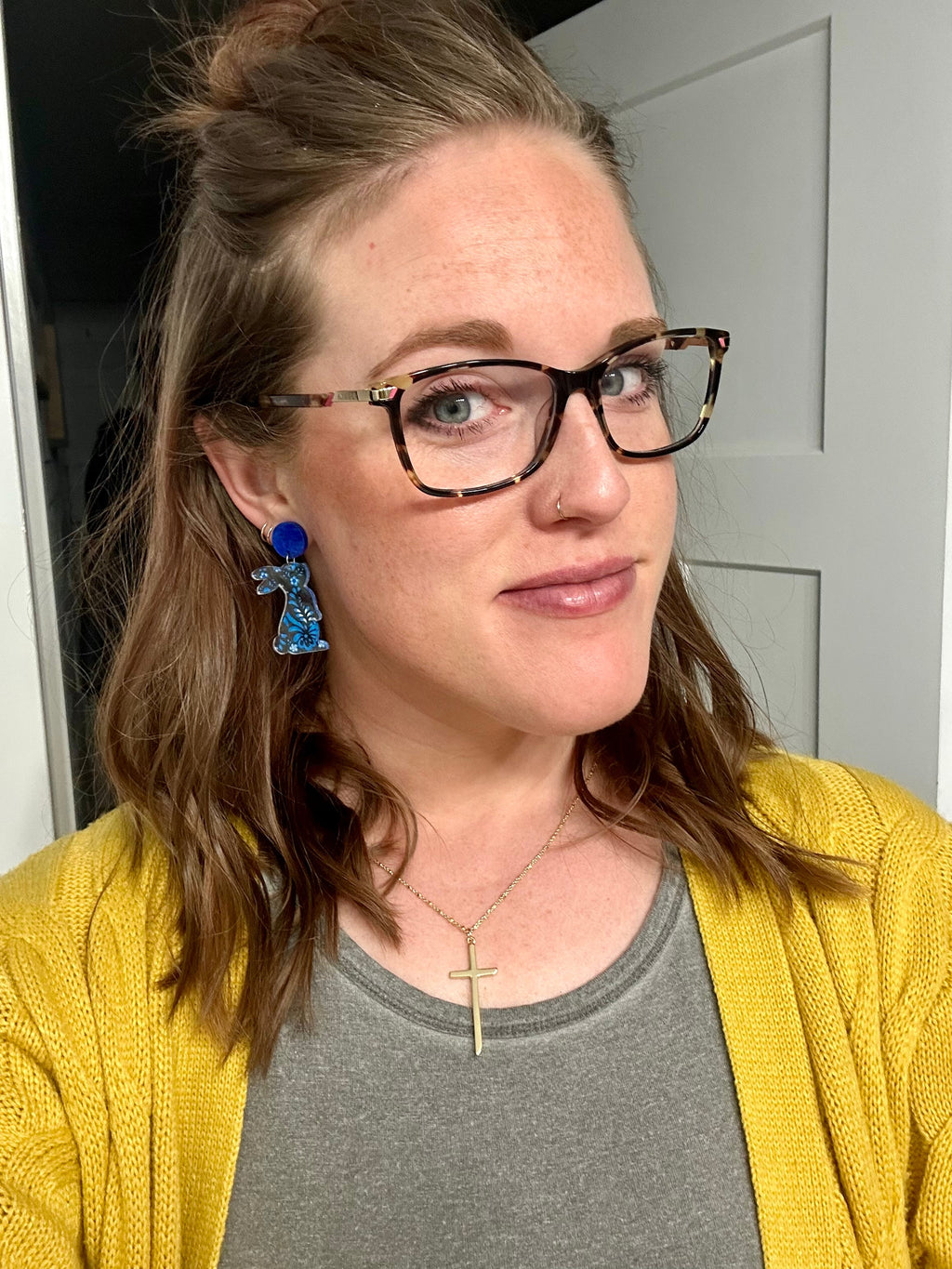Beautiful Blue Acrylic Bunny Earrings