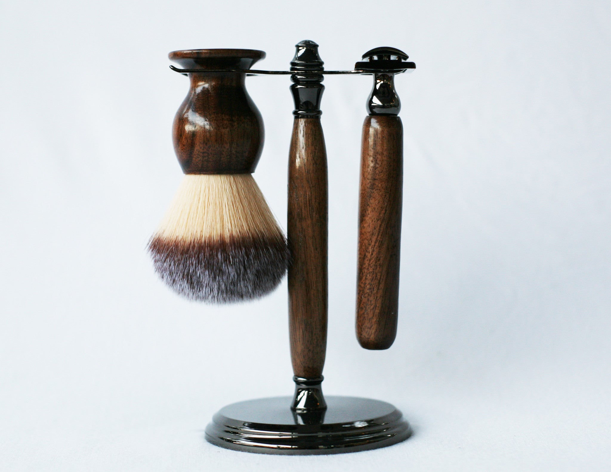 Walnut Wood Hand Crafted Shave Set with Gunmetal Safety Razor