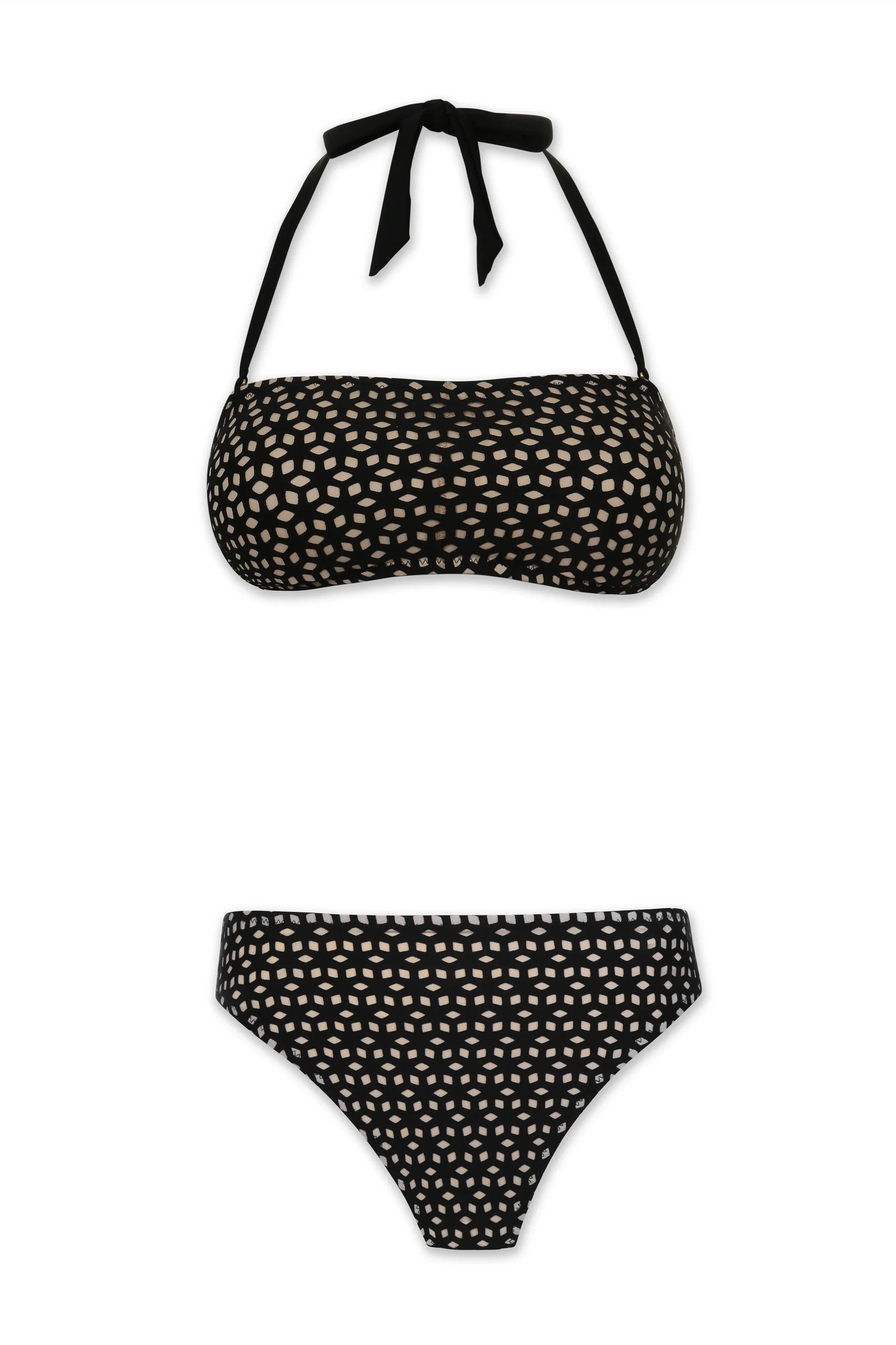 Hook Back Bandeau Top  |  Black Laser Cut