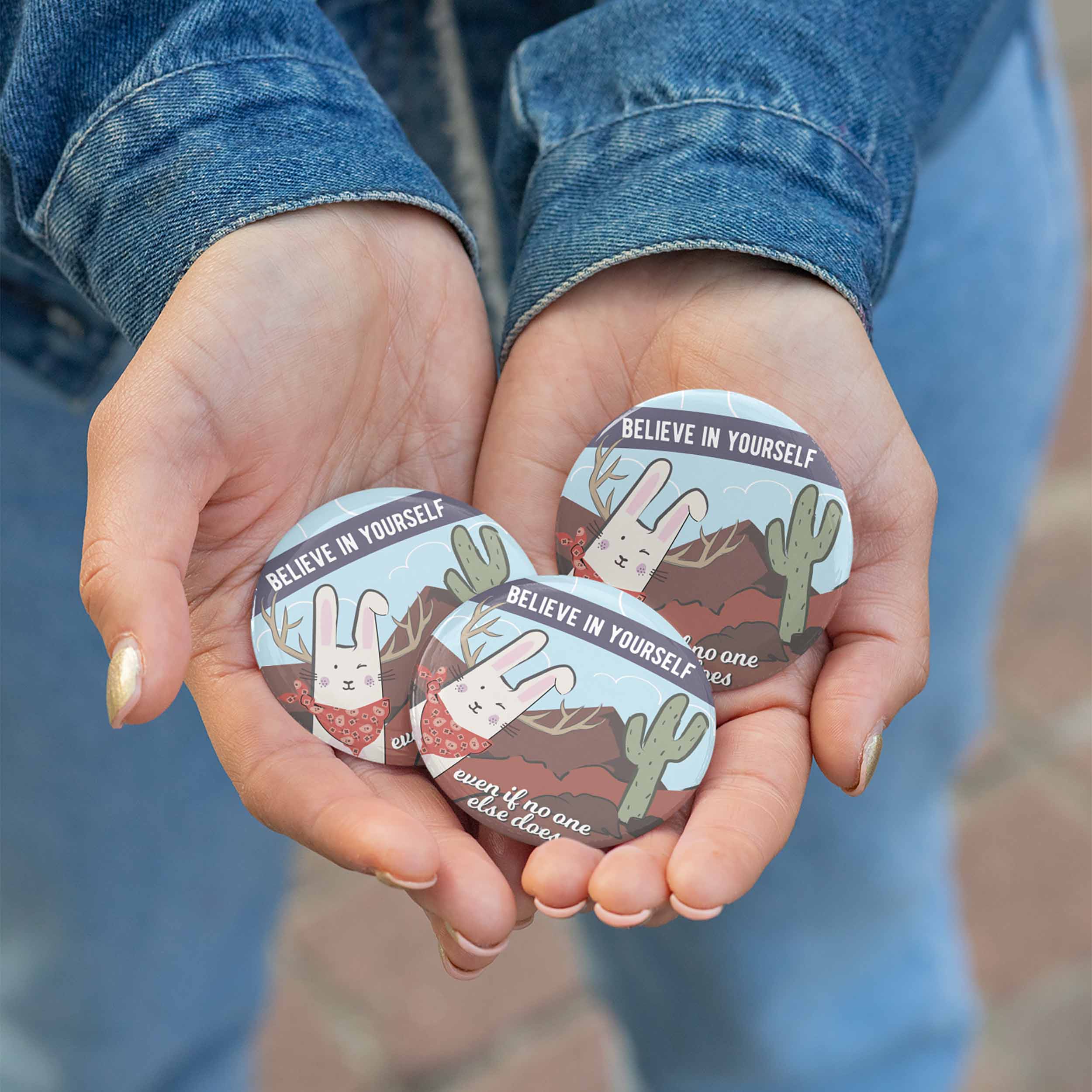 Believe Jackalope Pin - 2.25" Button