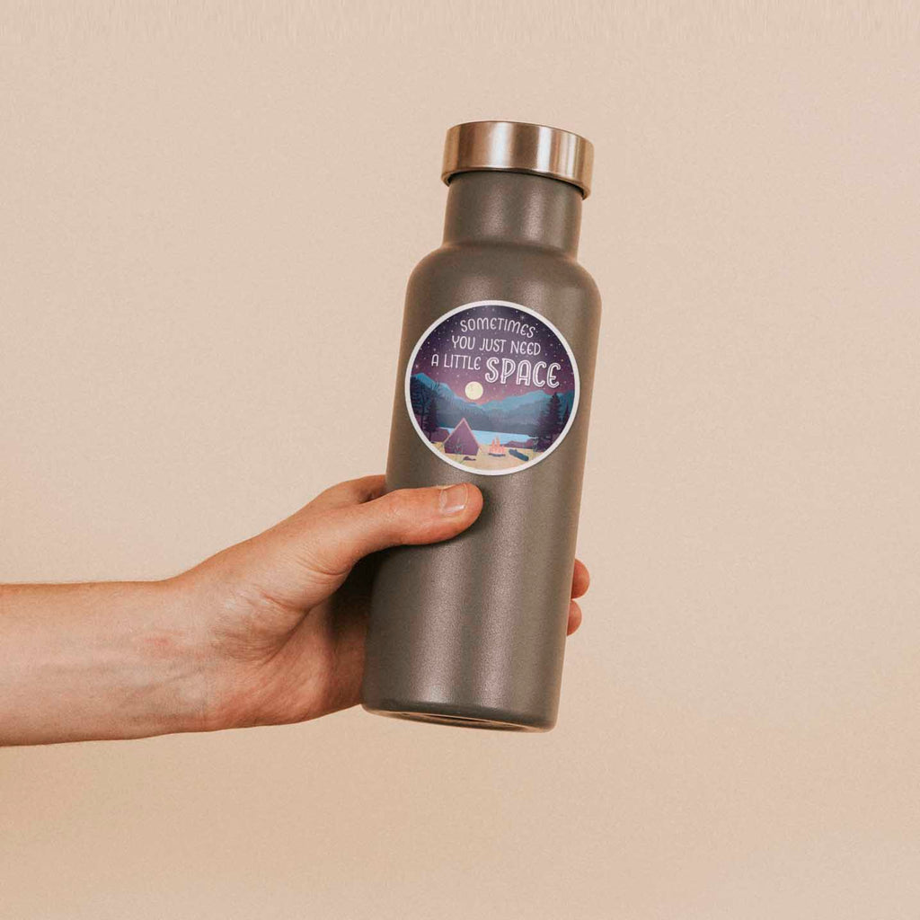 Just Need A Little Space Camping Sticker - Mountains