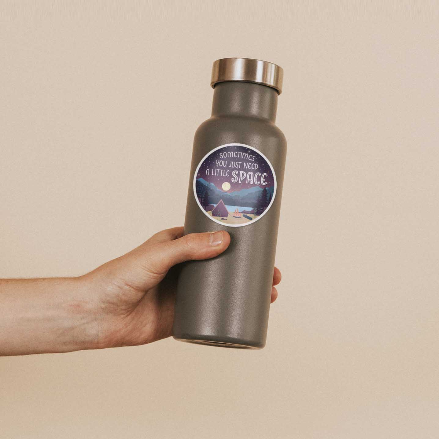 Just Need A Little Space Camping Sticker - Mountains