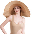 Striped Floppy Straw Sun Hat