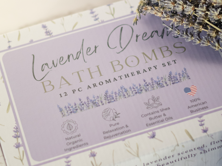 EvolutionUSA Lavender Dreams Bath Bombs for Women – 12 Organic Flower Bath Fizzer, Lush Lavender Bath Bombs for Girls, Womens Bathbomb, Lush Gift for Valentine, Easter, Birthday, Mothers Day, Self Care