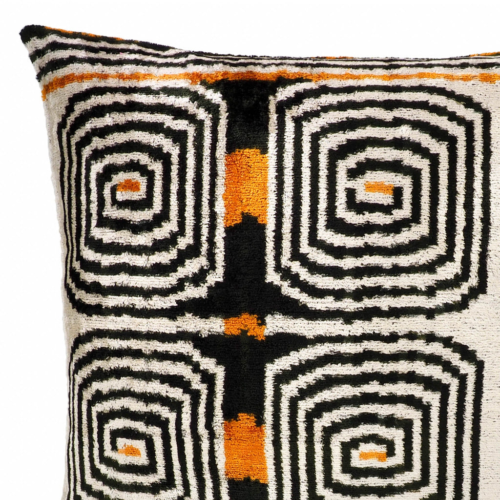 Labyrinth Silk Velvet Ikat Pillow Cover 20 X 20