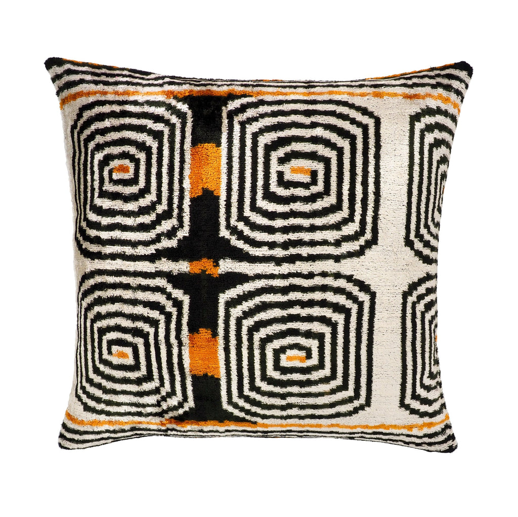 Labyrinth Silk Velvet Ikat Pillow Cover 20 X 20