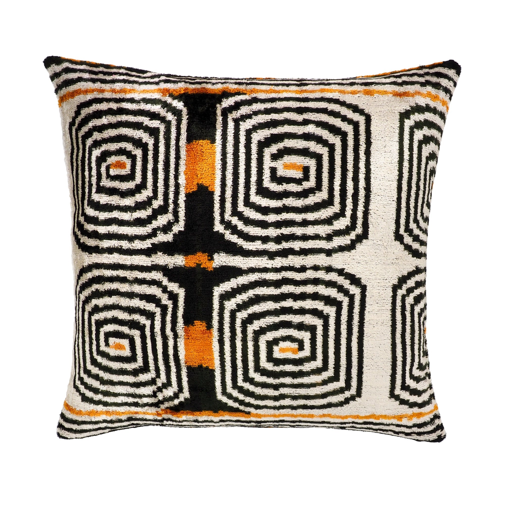 Labyrinth Silk Velvet Ikat Pillow Cover 20 X 20