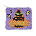 Halloween Message Pumpkin Seed Beaded Halloween Mini Pouch Bag
