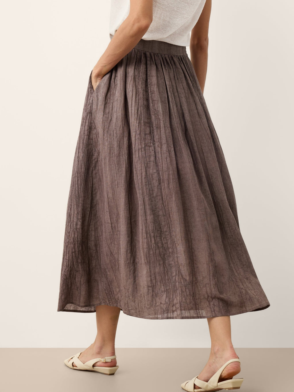 Linen Textured Pleated Waist Skirt ROSAMUND