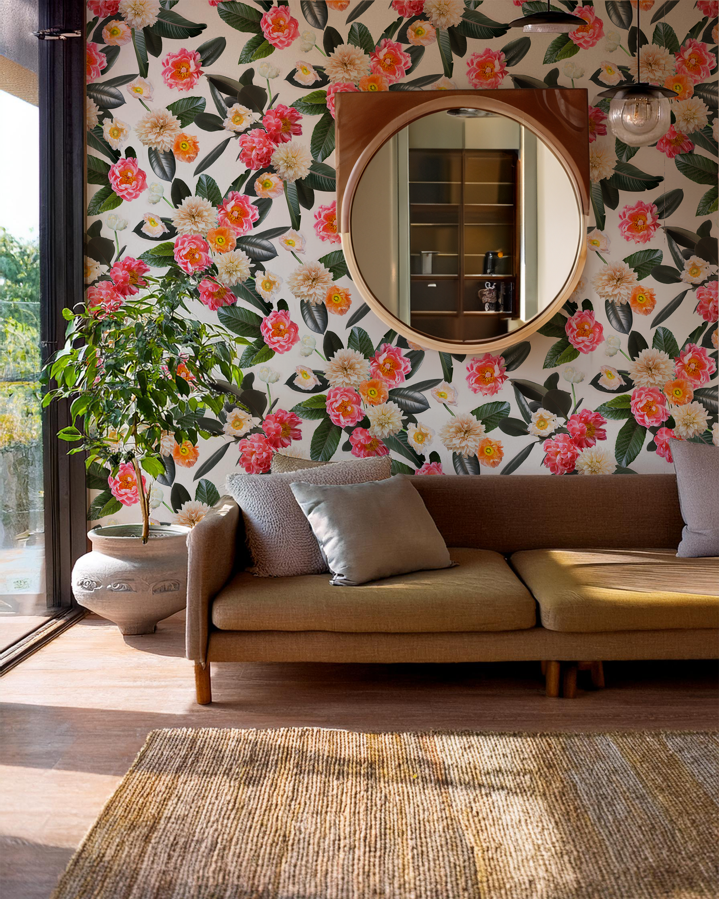 Flower Party Wallpaper, white