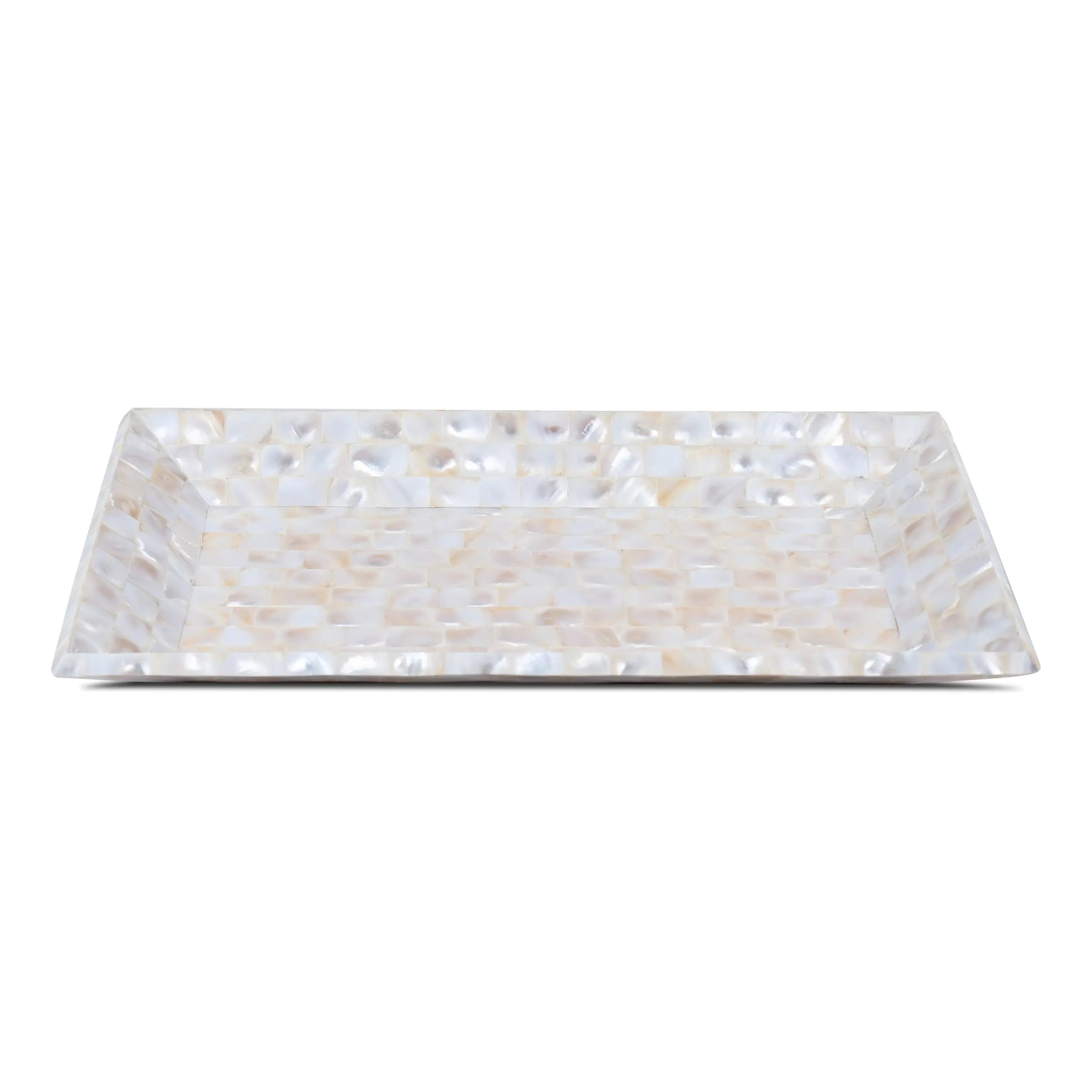 Decorative Tray Mother of Pearl White Vanity & Dresser Organizer – 12" x 7"