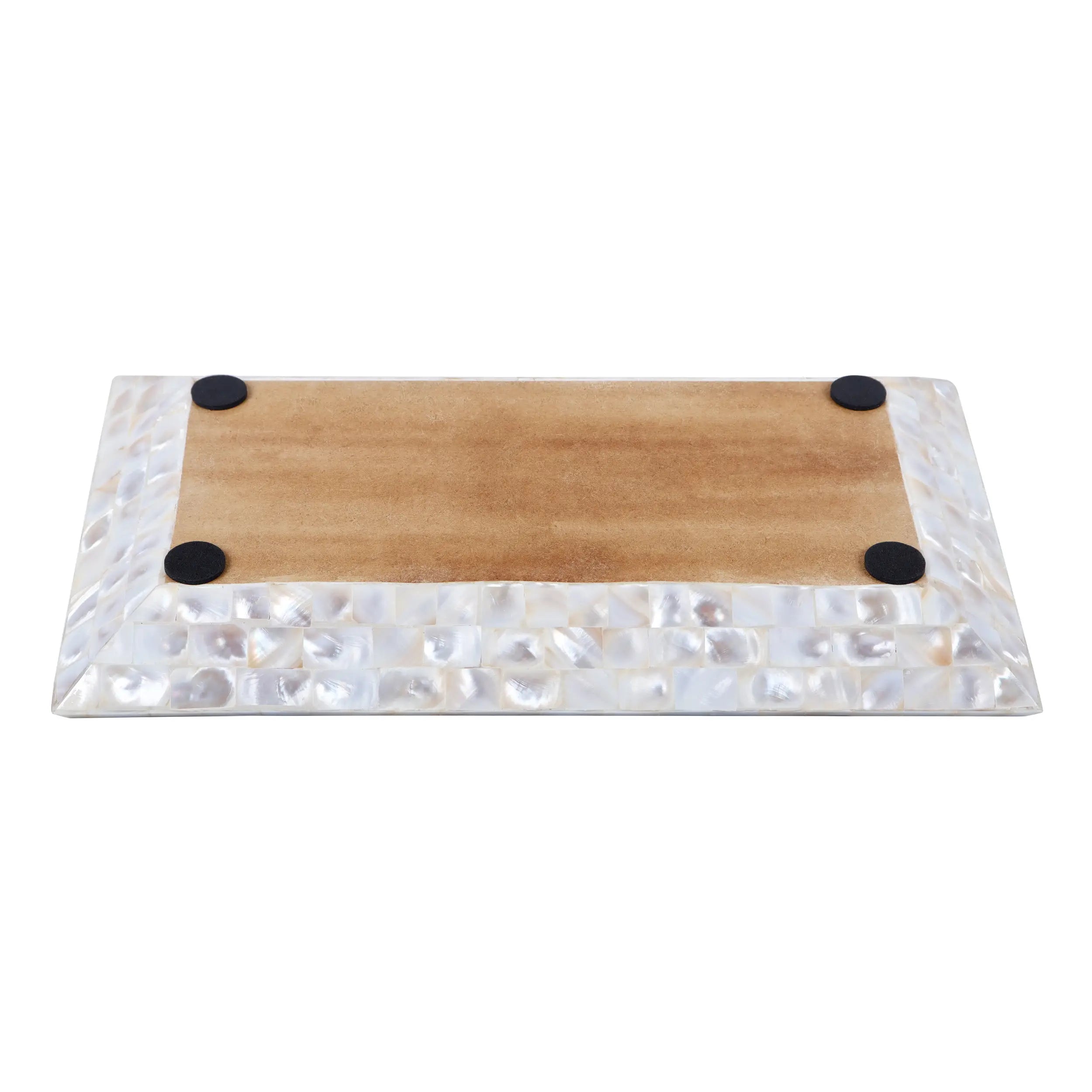 Decorative Tray Mother of Pearl White Vanity & Dresser Organizer – 12" x 7"
