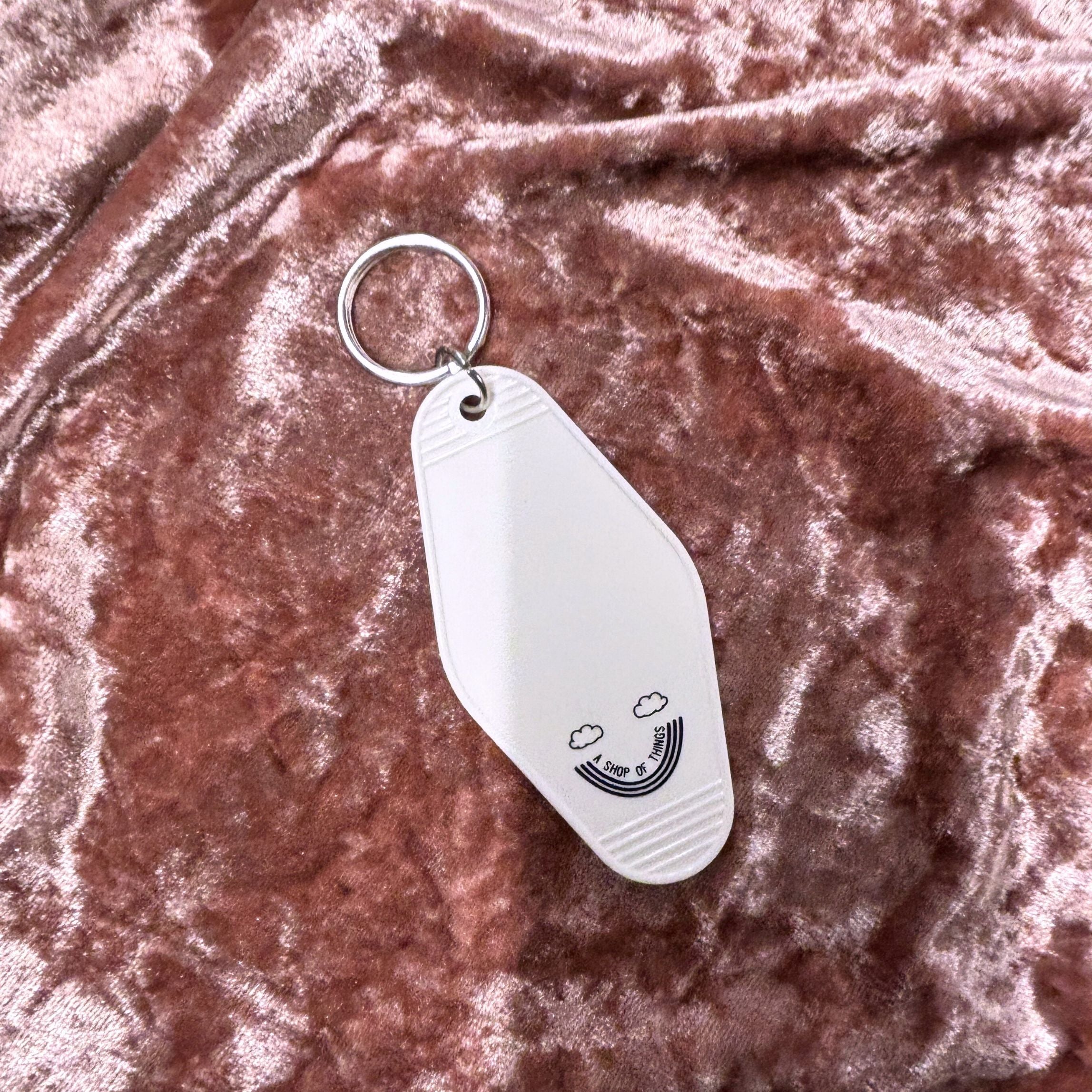 Mood Stabilizer Vintage Motel Keychain in White