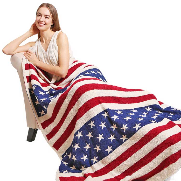 Reversible American USA Flag Throw Blanket