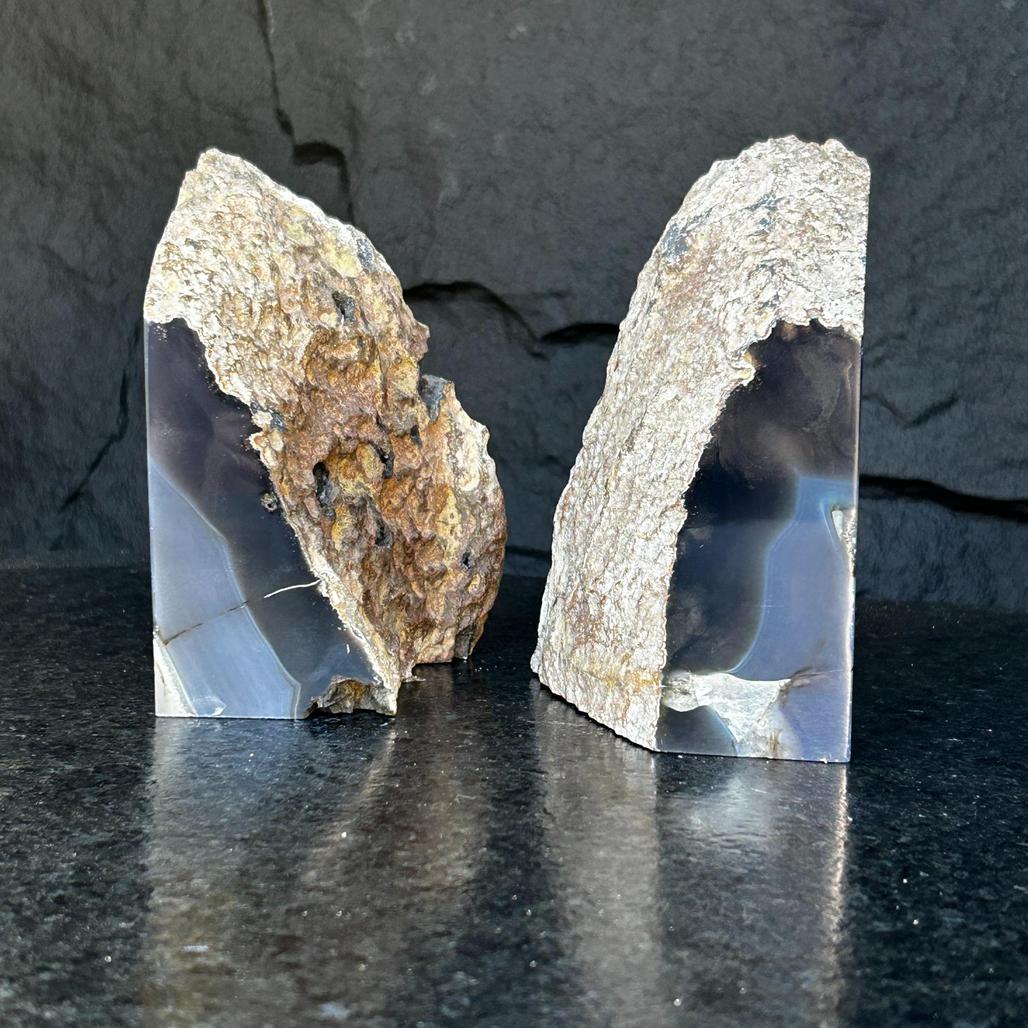 Natural Agate Crystal Bookends
