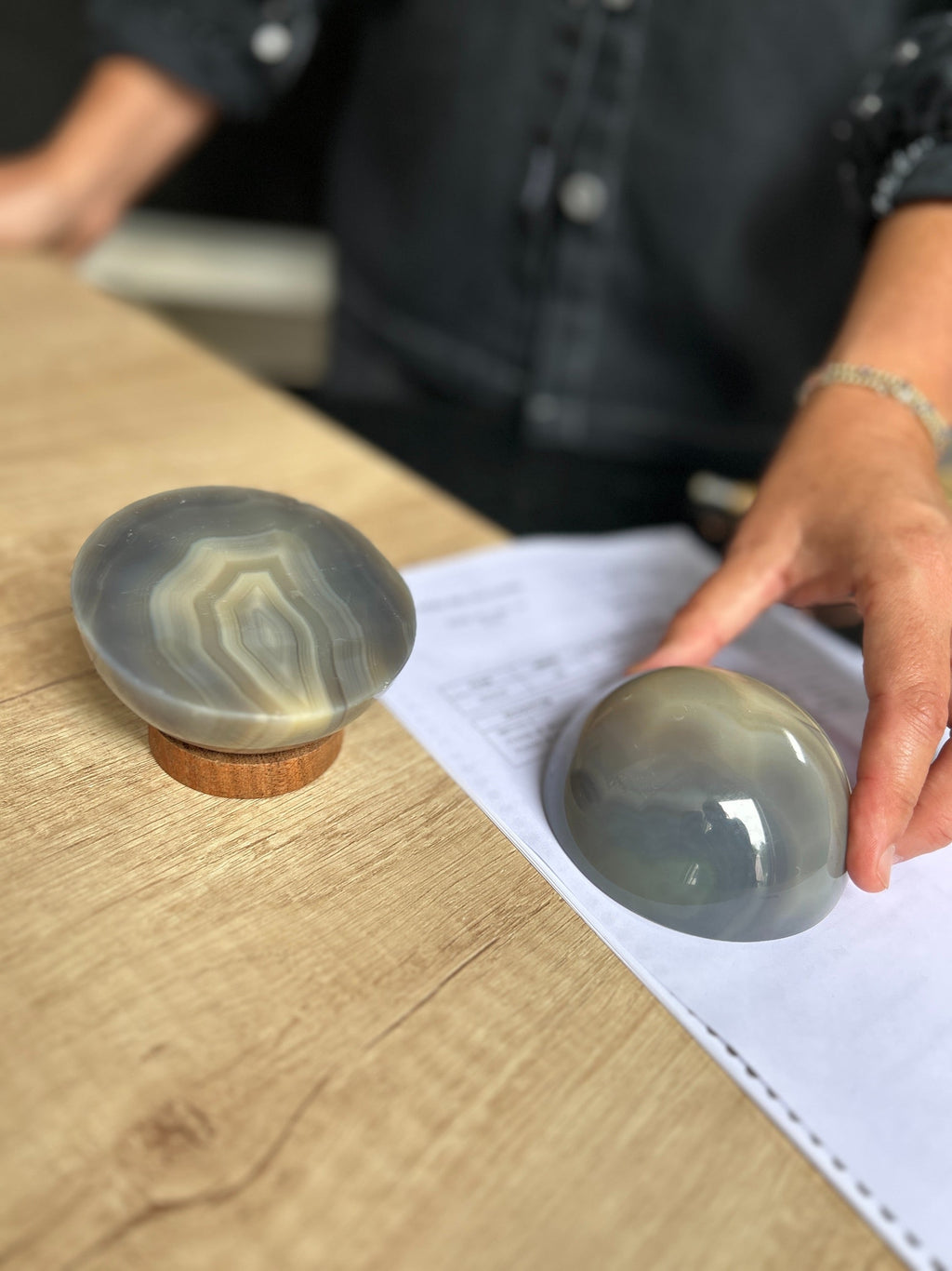 Natural Jasper Paperweight & Desk Ornament Set