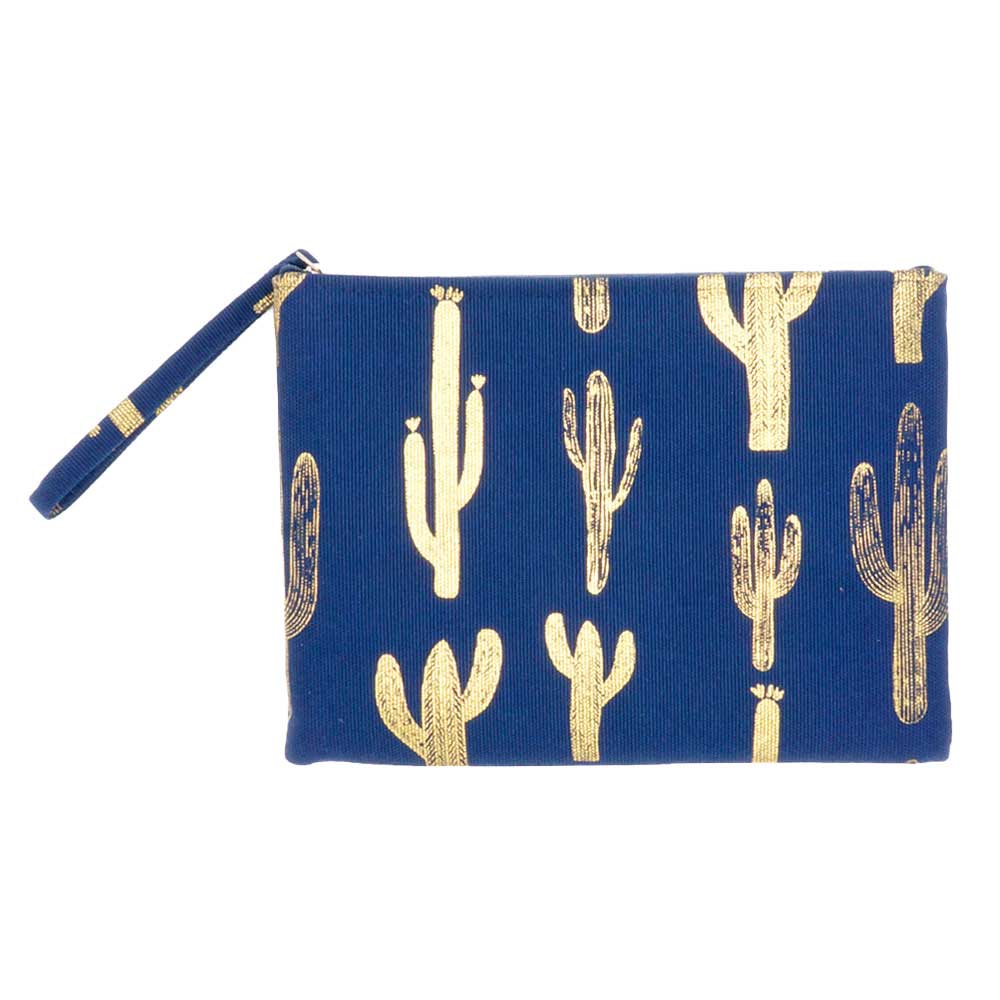 Metallic Cactus Patterned Pouch Clutch Bag